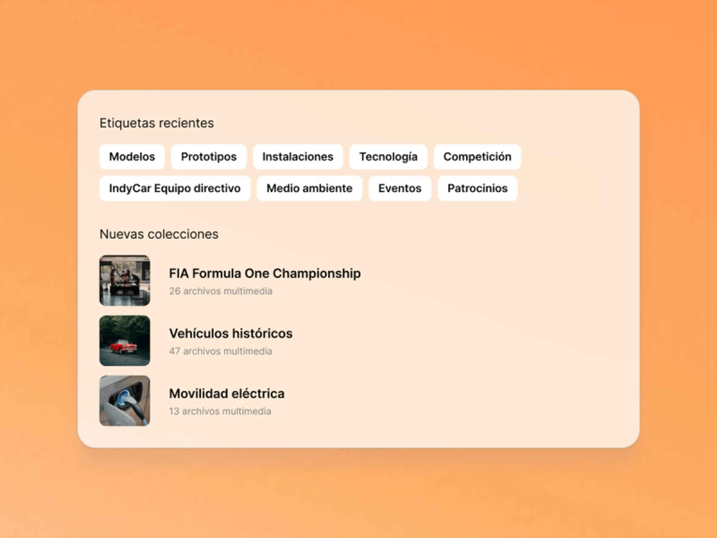 Galería multimedia categorizada